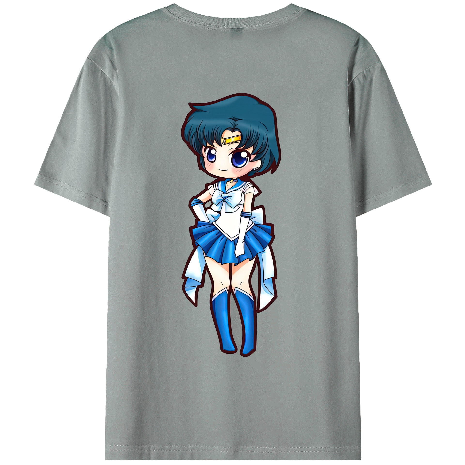 （画像用） 美少女戦士セーラームーン 水野 亜美 みずの あみ Sailor Moon Mizuno Ami 綿100％ メンズ半袖Tシャツ（バックプリント） 通気性